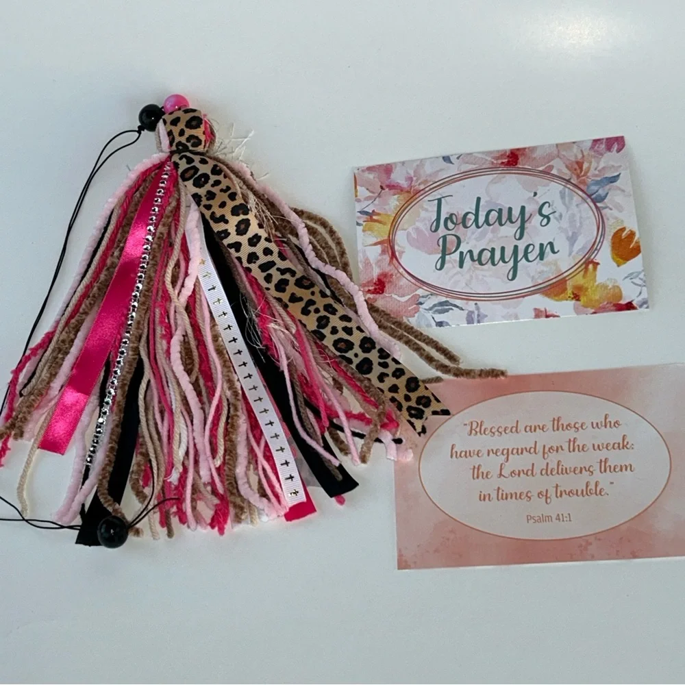 Leopard Print and Pink Tassel Bookmark Journal Bible Bookmark with Bling